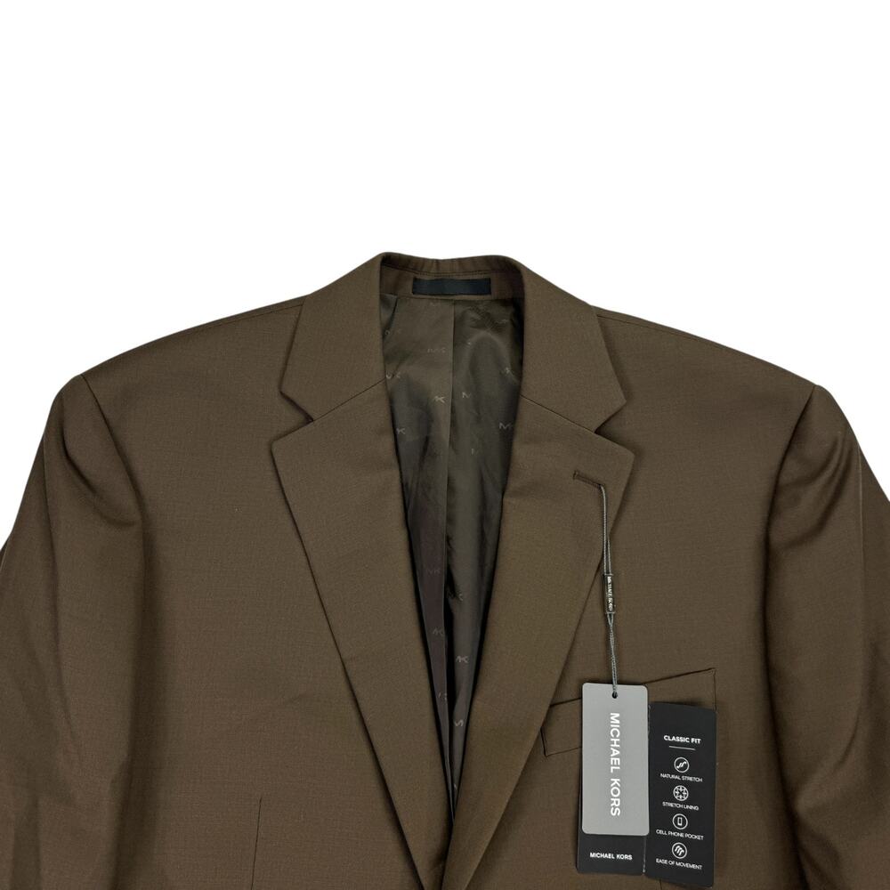 Michael Kors Mens Classic Fit Wool Blend Solid Suit Jacket Brown 42R - Picture 2 of 6